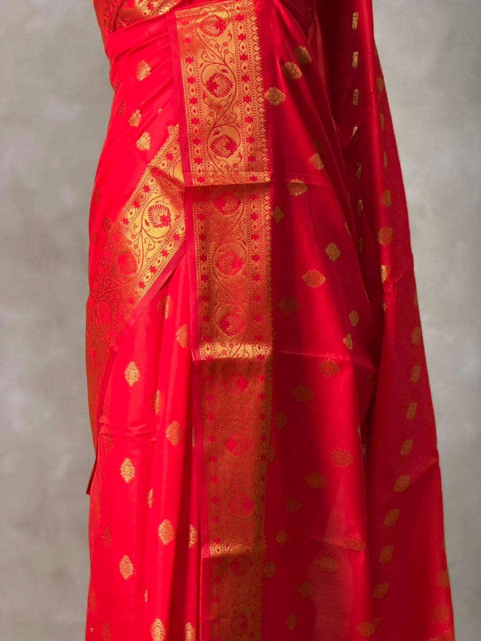 Red banarasi silk saree- GAL12B