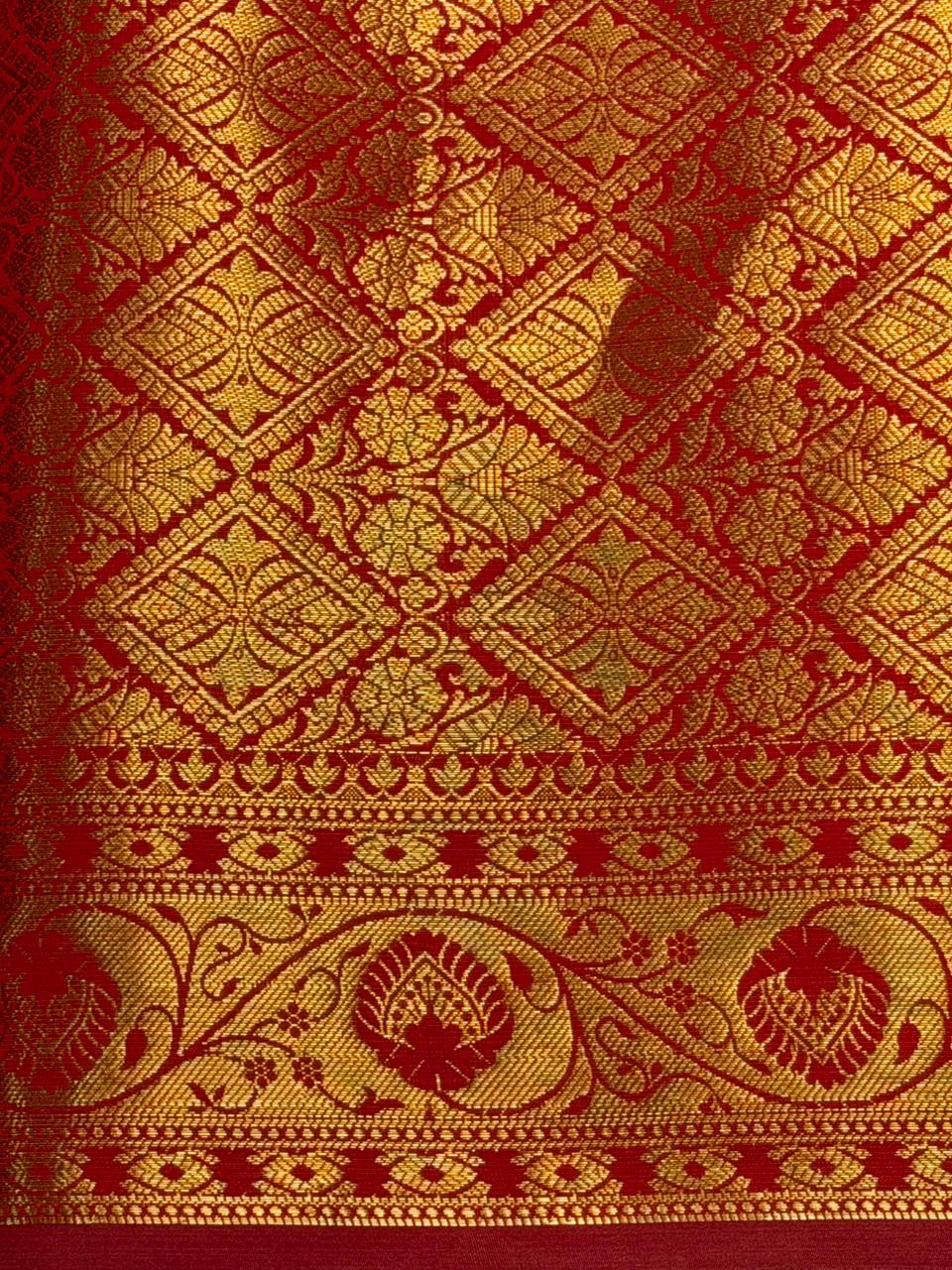 Red banarasi silk saree- GAL12B