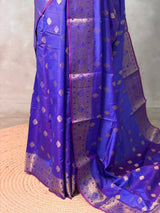 Bluish violet banarasi silk saree- GAL12A