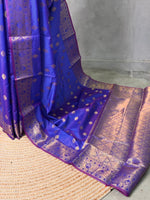 Bluish violet banarasi silk saree- GAL12A