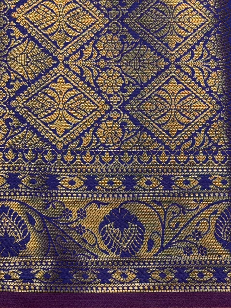 Bluish violet banarasi silk saree- GAL12A
