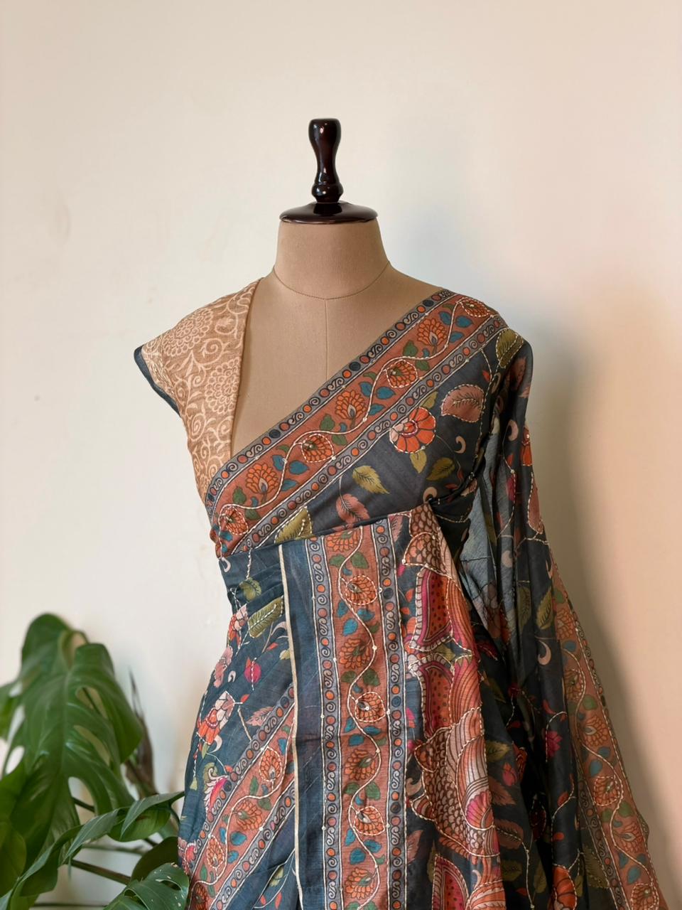 Deep Green mul chanderi saree- PBR26D