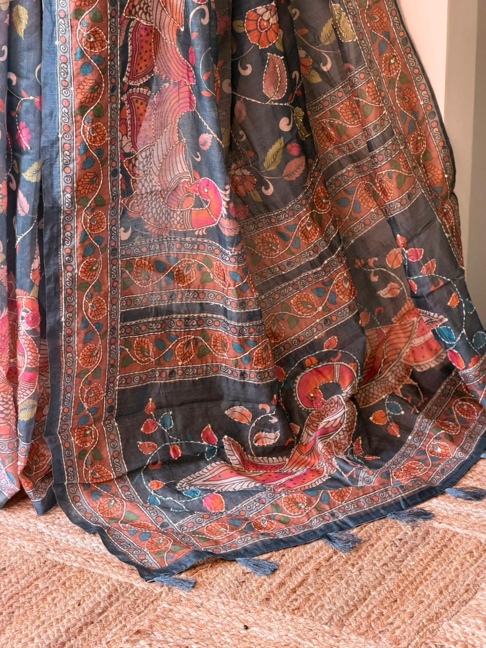Deep Green mul chanderi saree- PBR26D