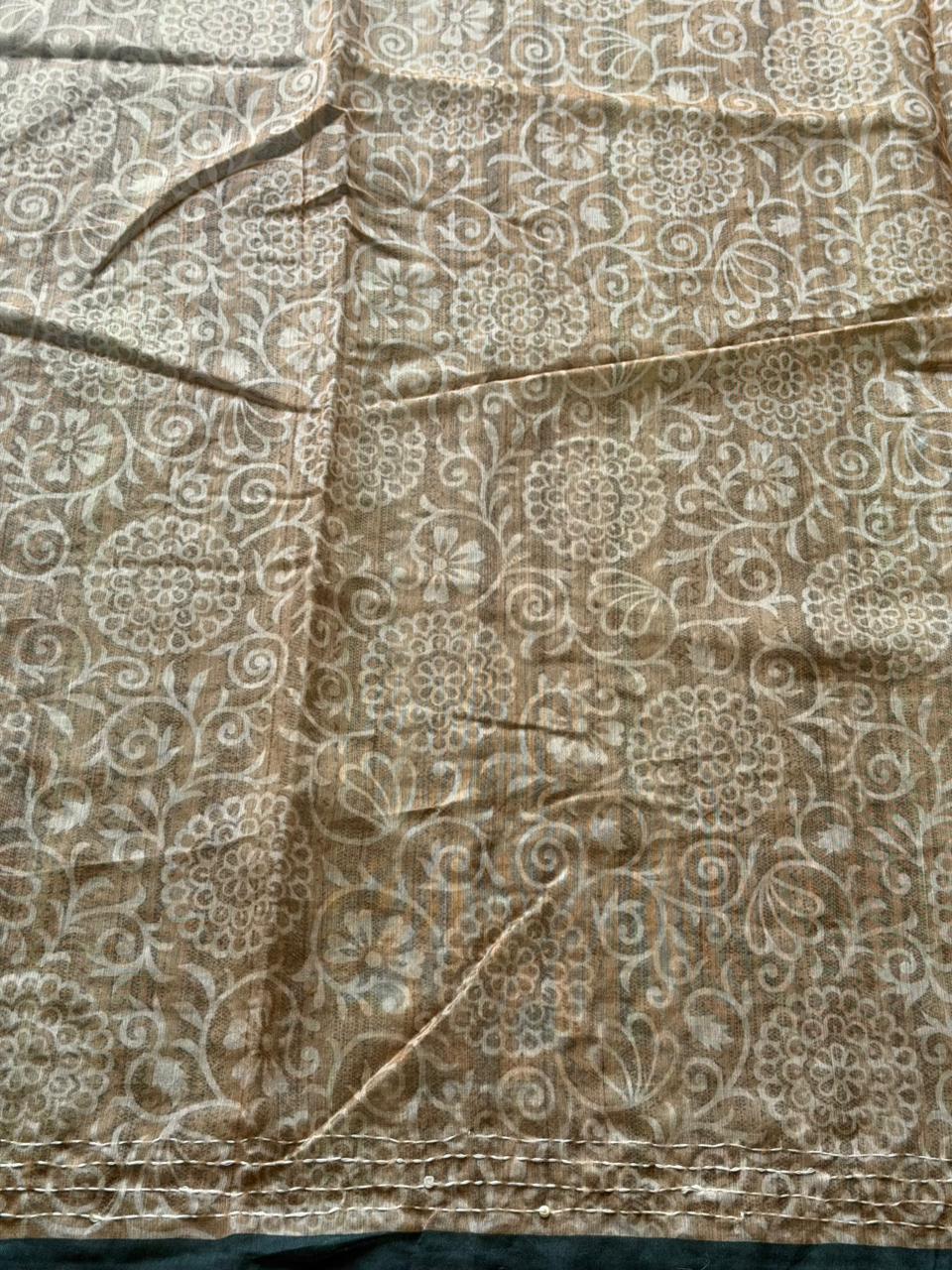 Peacock Green mul chanderi saree- PBR26E