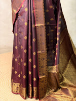 Brown banarasi silk saree- GAL12C