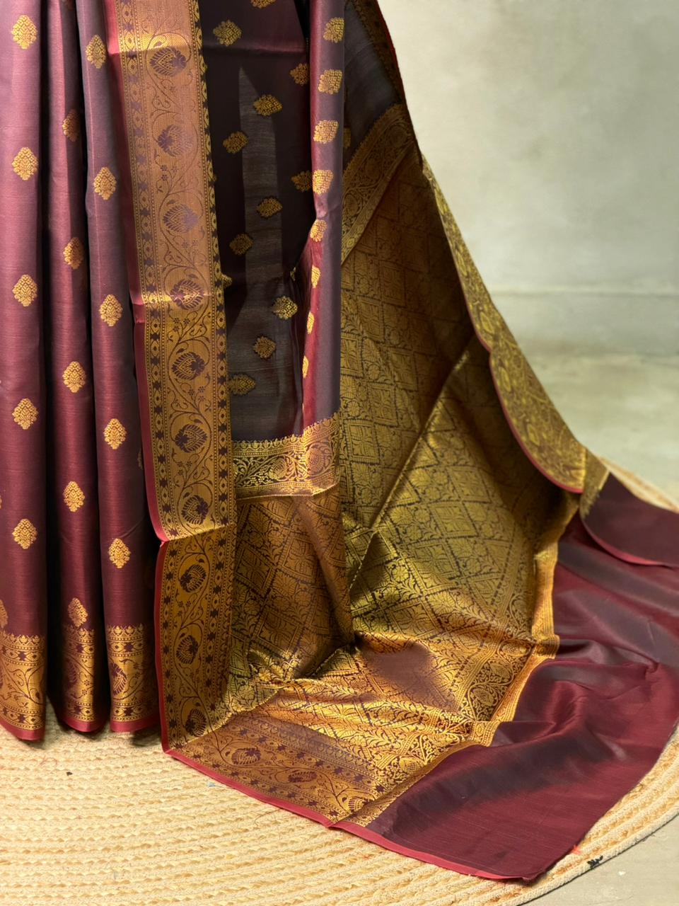 Brown banarasi silk saree- GAL12C