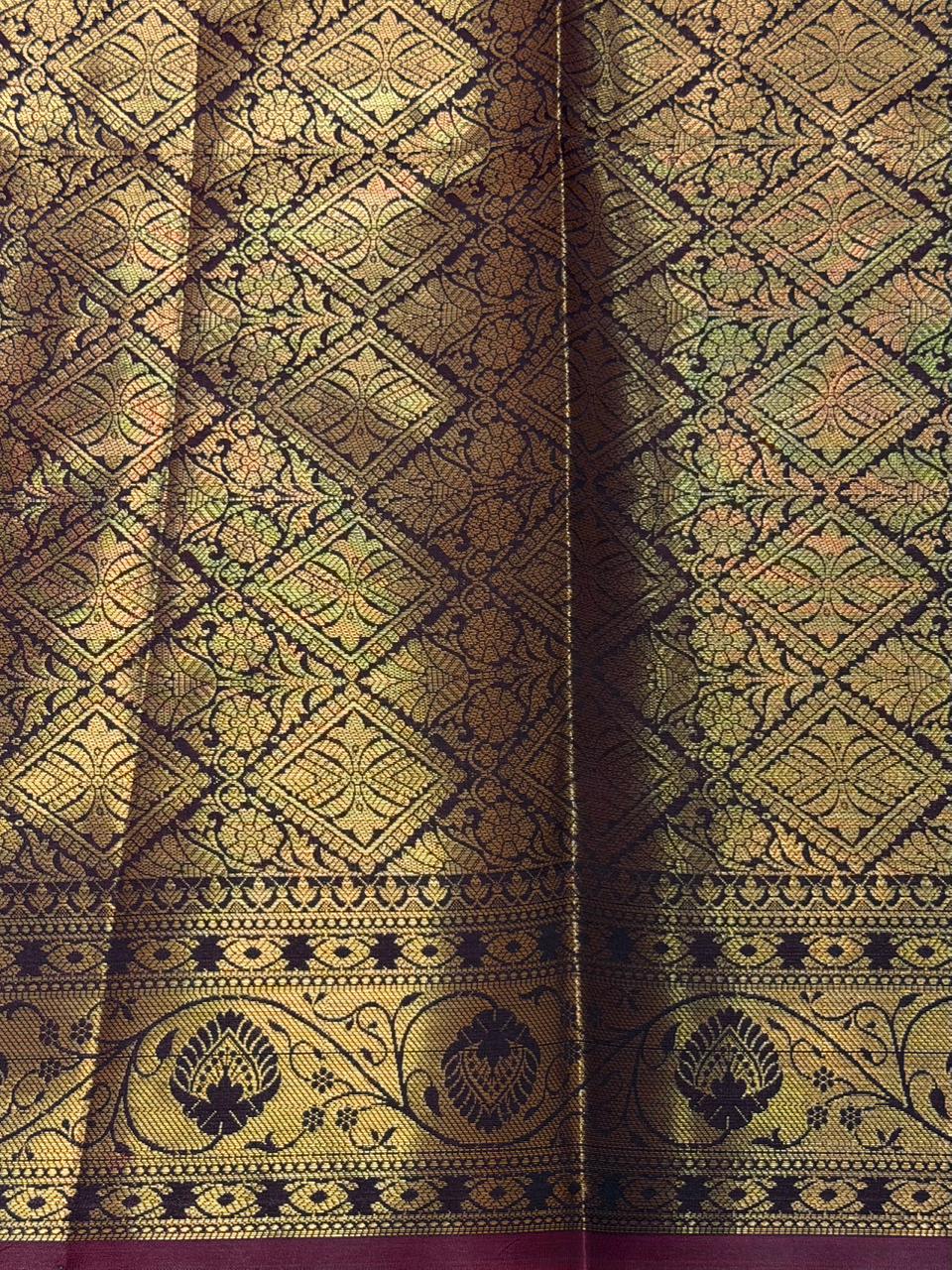 Brown banarasi silk saree- GAL12C