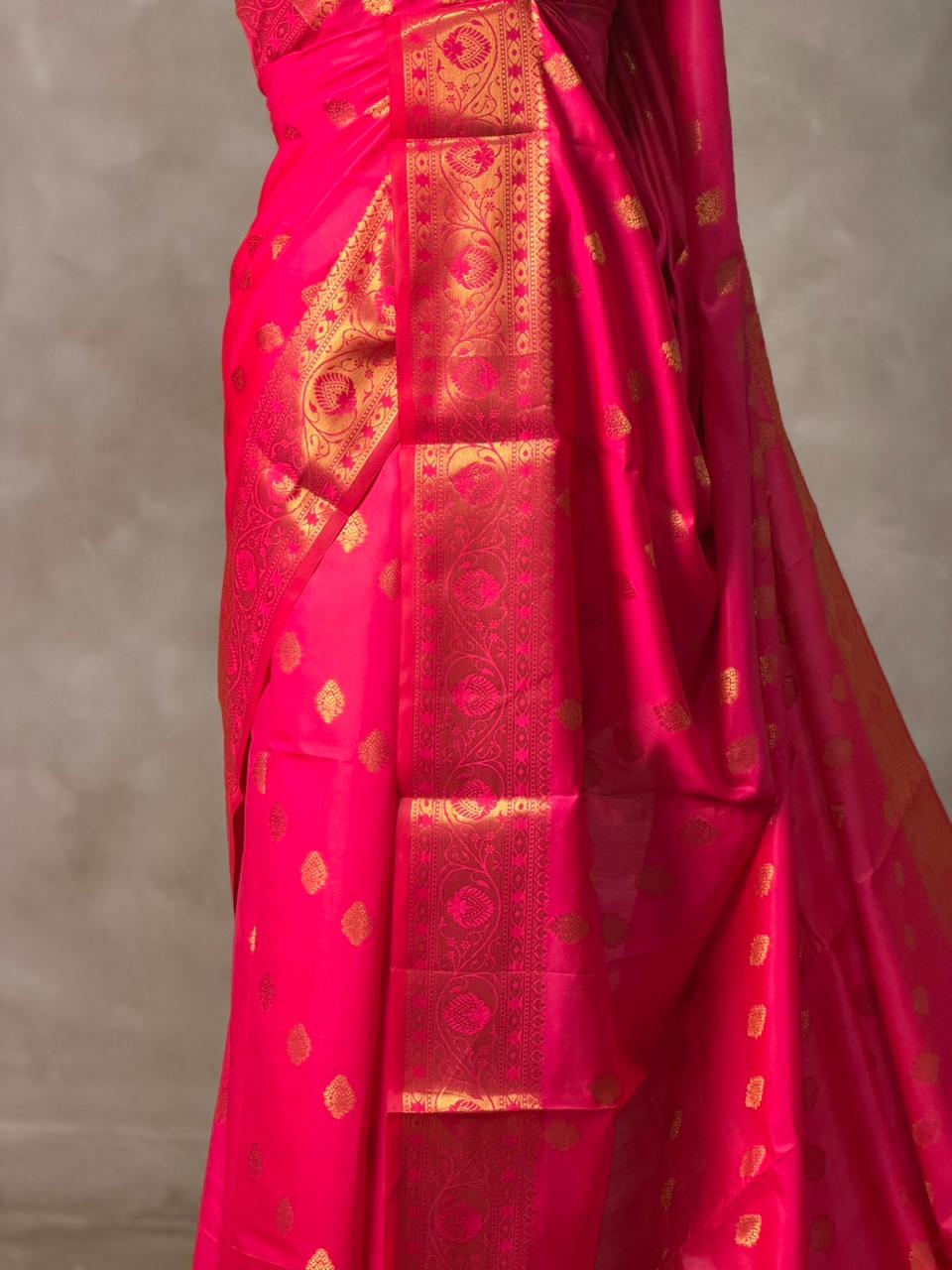 Rani pink banarasi silk saree- GAL12