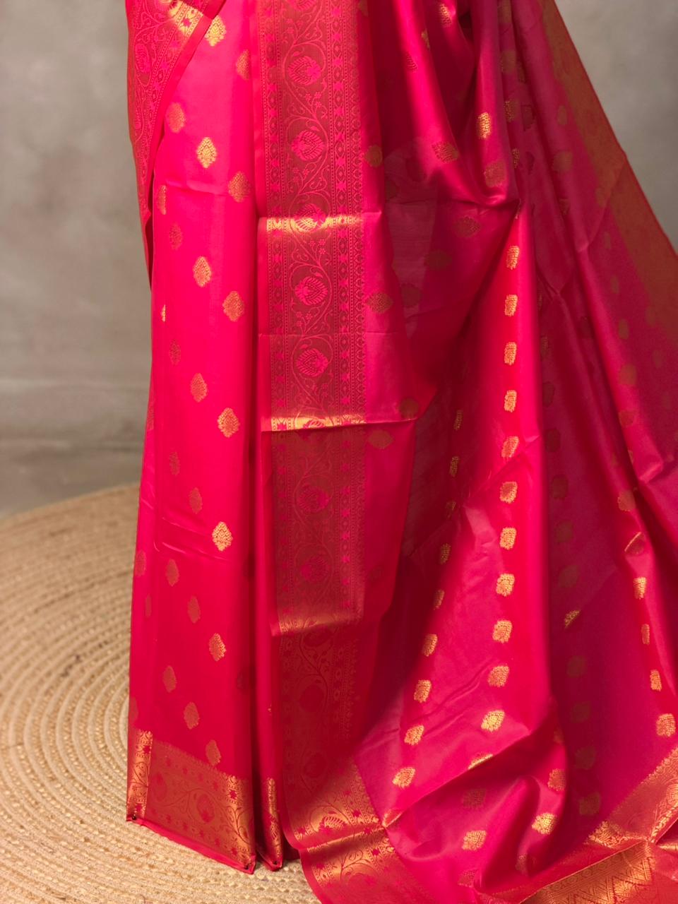 Rani pink banarasi silk saree- GAL12