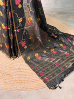 Black Jamdani Silk cotton saree- PBR4N1