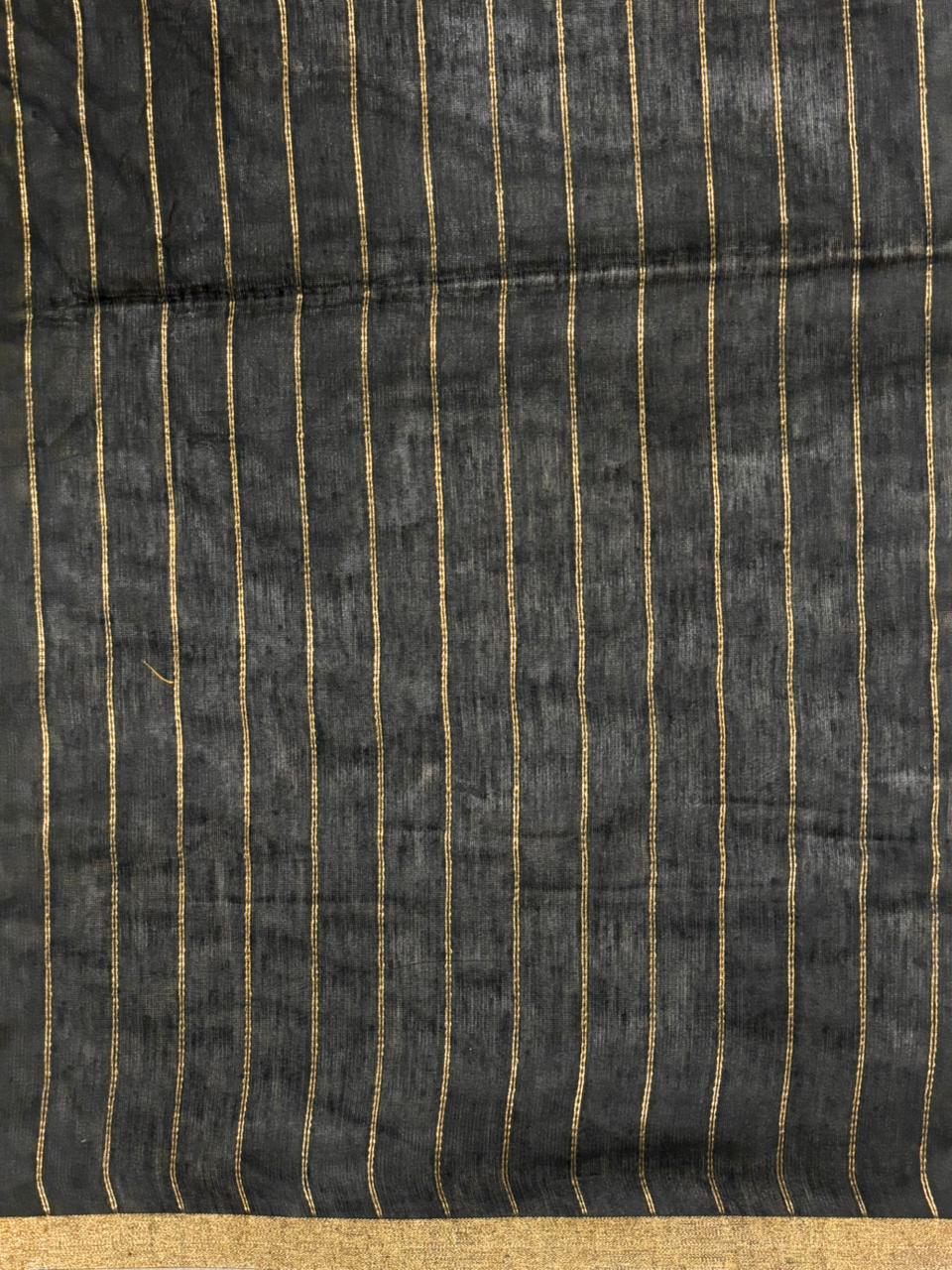 Black Jamdani Silk cotton saree- PBR4N1