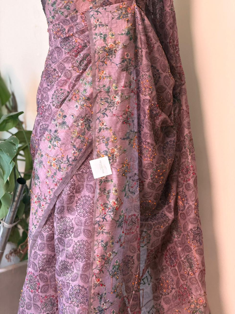 Deep Onion Pink mul chanderi saree- PBR26G