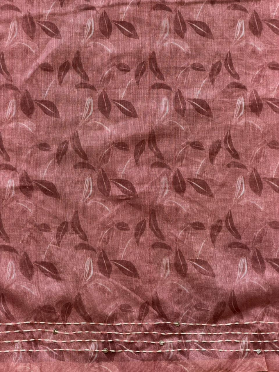 Pastal Peach Pink mul chanderi saree- PBR26I