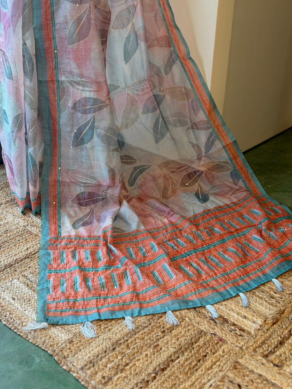 Pastal blue mul chanderi saree- PBR26J