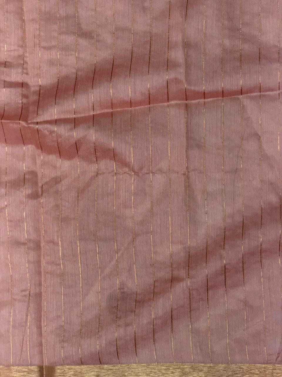 Peach Jamdani Silk cotton saree- PBR4N2