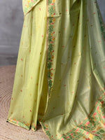 Green Jamdani Silk cotton saree- PBR4H1