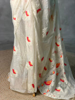 Off white Jamdani Silk cotton saree- PBR4N4