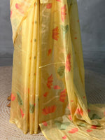 Yellow Jamdani Silk cotton saree- PBR4H2
