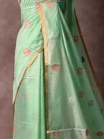 Green Jamdani Silk cotton saree- PBR4H3