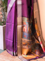 Purple semi tusser saree- PBR28