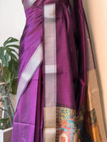 Purple semi tusser saree- PBR28