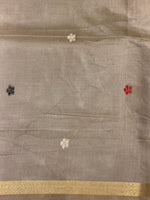 Chicku shade Jamdani Silk cotton saree- PBR27A