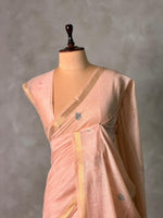 Nude pink Jamdani Silk cotton saree- PBR27B