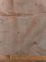 Nude pink Jamdani Silk cotton saree- PBR27B