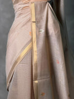 Nude shade Jamdani Silk cotton saree- PBR27D