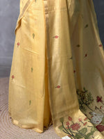 yellow Jamdani Silk cotton saree- PBR27E