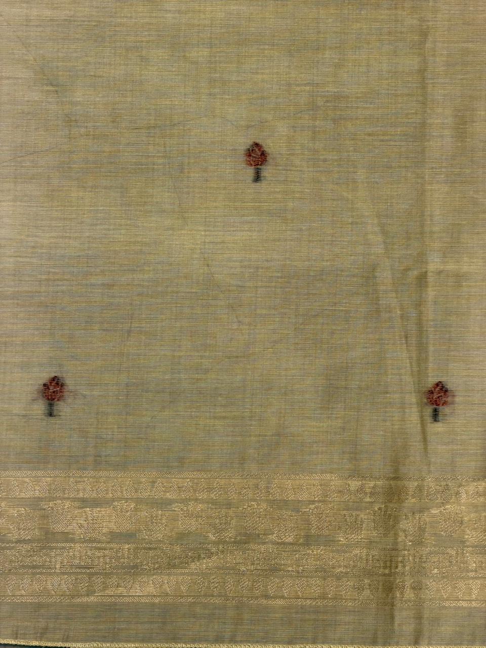 yellow Jamdani Silk cotton saree- PBR27E