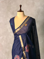Navy BlueJamdani Silk cotton saree- PBR27G