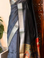 Dark Grey semi tusser saree- PBR28B