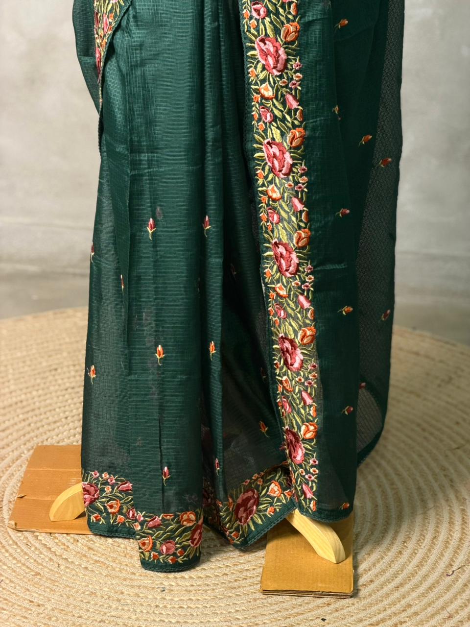 Dark green Soft kotta saree- PBR29A
