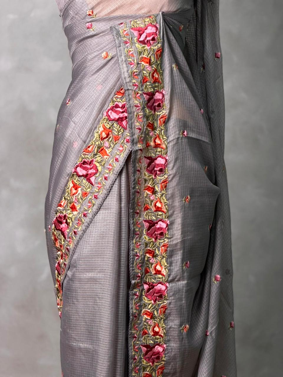 Dark grey Soft kotta saree- PBR29B