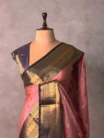 Pink and violet semi silk saree - PIH88
