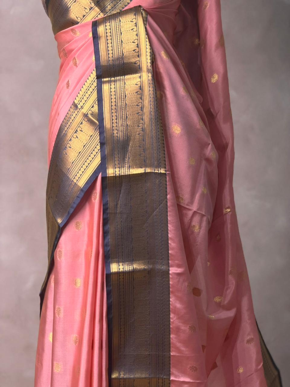 Pink and violet semi silk saree - PIH88