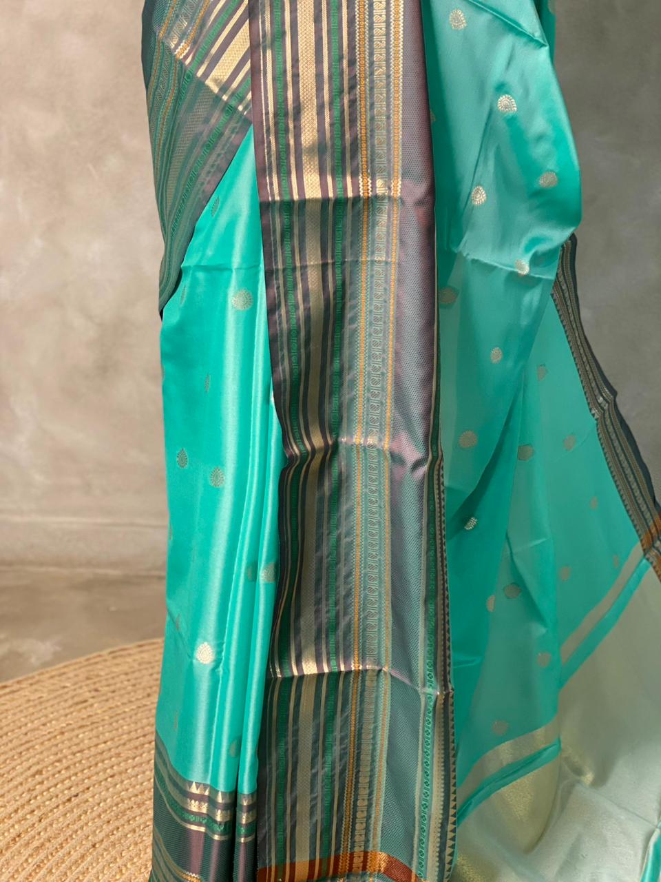 Aqua Blue semi silk saree - PIH88B