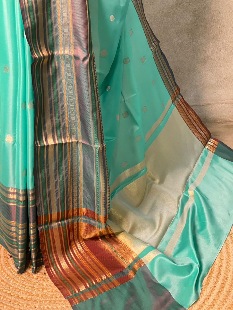 Aqua Blue semi silk saree - PIH88B