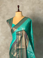 Aqua Blue semi silk saree - PIH88B