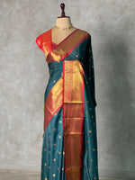 Green and Red semi silk saree - PIH88C