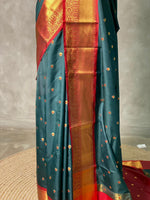 Green and Red semi silk saree - PIH88C