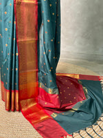 Green and Red semi silk saree - PIH88C