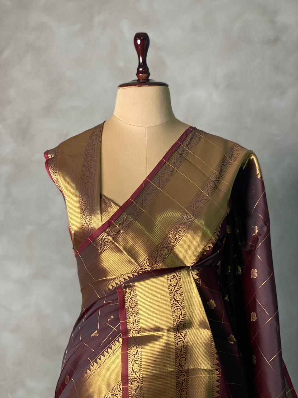 Brown semi silk saree - RUK44AA