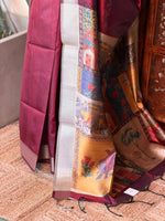 Maroon semi tusser saree- PBR28D