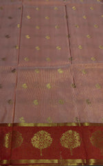 Off whit and Red Banarasi silk saree - ONAM26A