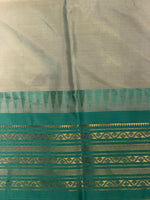 Cream and Blue semi silk saree - PIH88H