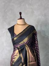 Onion Pink and bronze semi silk saree - PIH88J