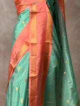 Aqua blue and peach semi silk saree - PIH88I
