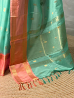 Aqua blue and peach semi silk saree - PIH88I